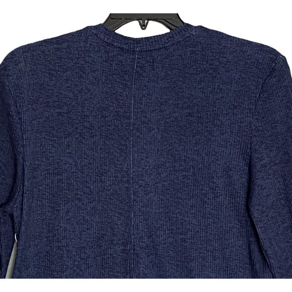Ted Baker London T-Shirt Men's Small Ribbed Crew Neck Long Slv Navy Heather NEW - Picture 7 of 11